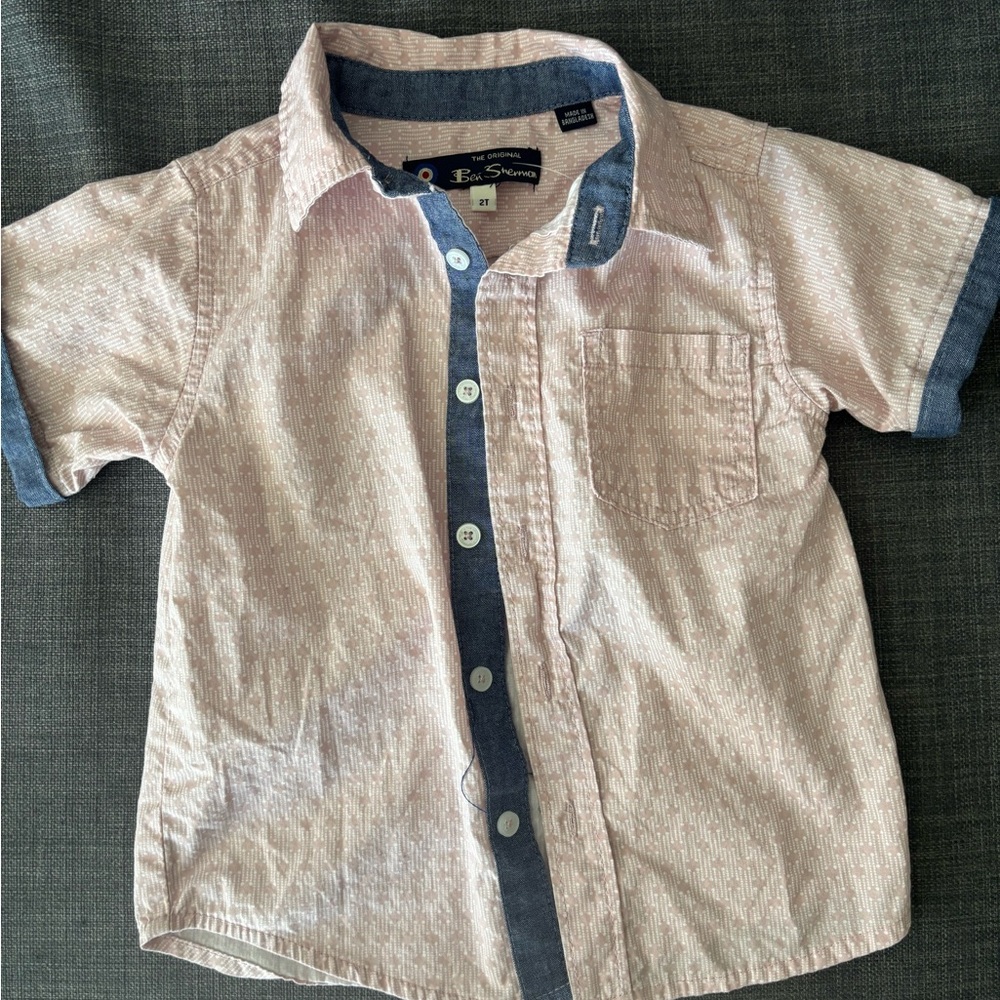 Ben Sherman Boys' Pink trendy Button-Up Shirt Age 2
